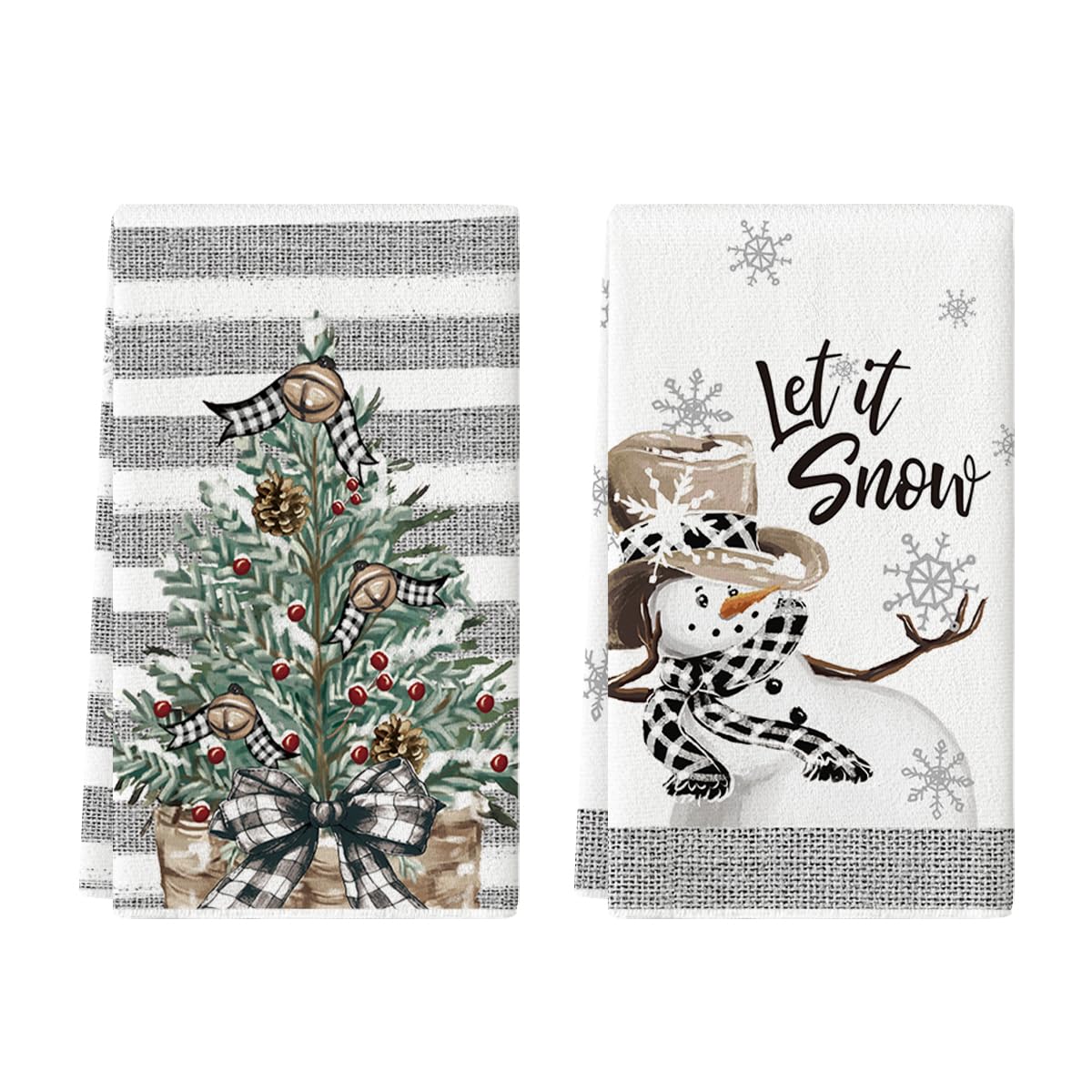 Toalla Artoid Mode con diseño árbol-navidad-nieve, ideal para secar utensilios delicados.