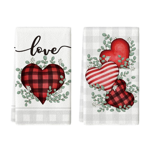 Artoid Mode toallas de cocina con corazones rojos, secado suave para utensilios delicados