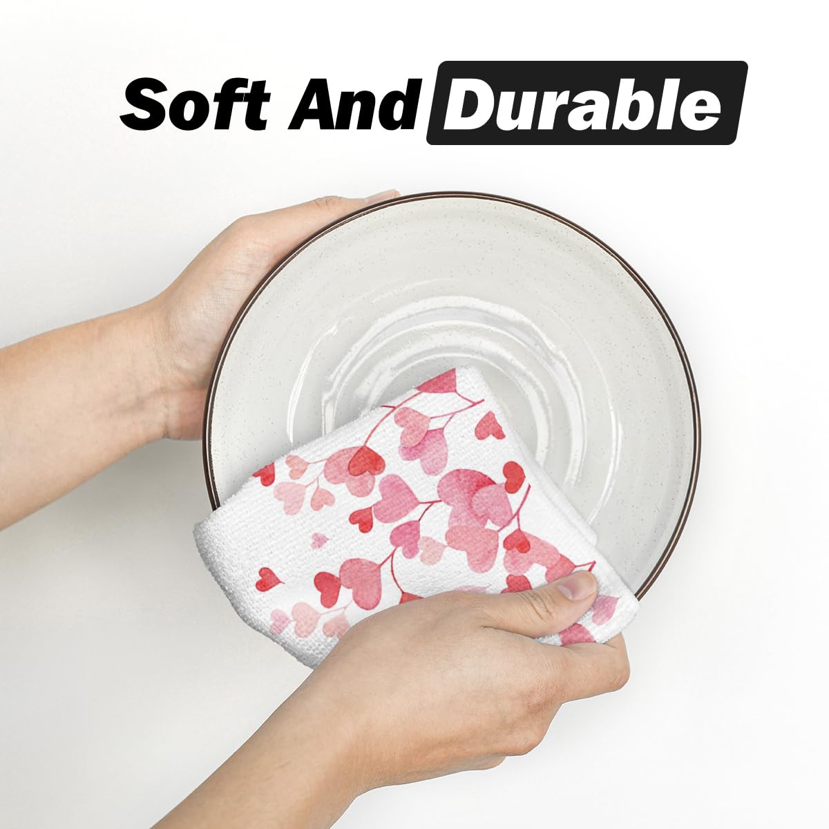 Artoid Mode, toallas absorbentes para cocina, diseño rosa corazón, ideal para secar platos tras comer.