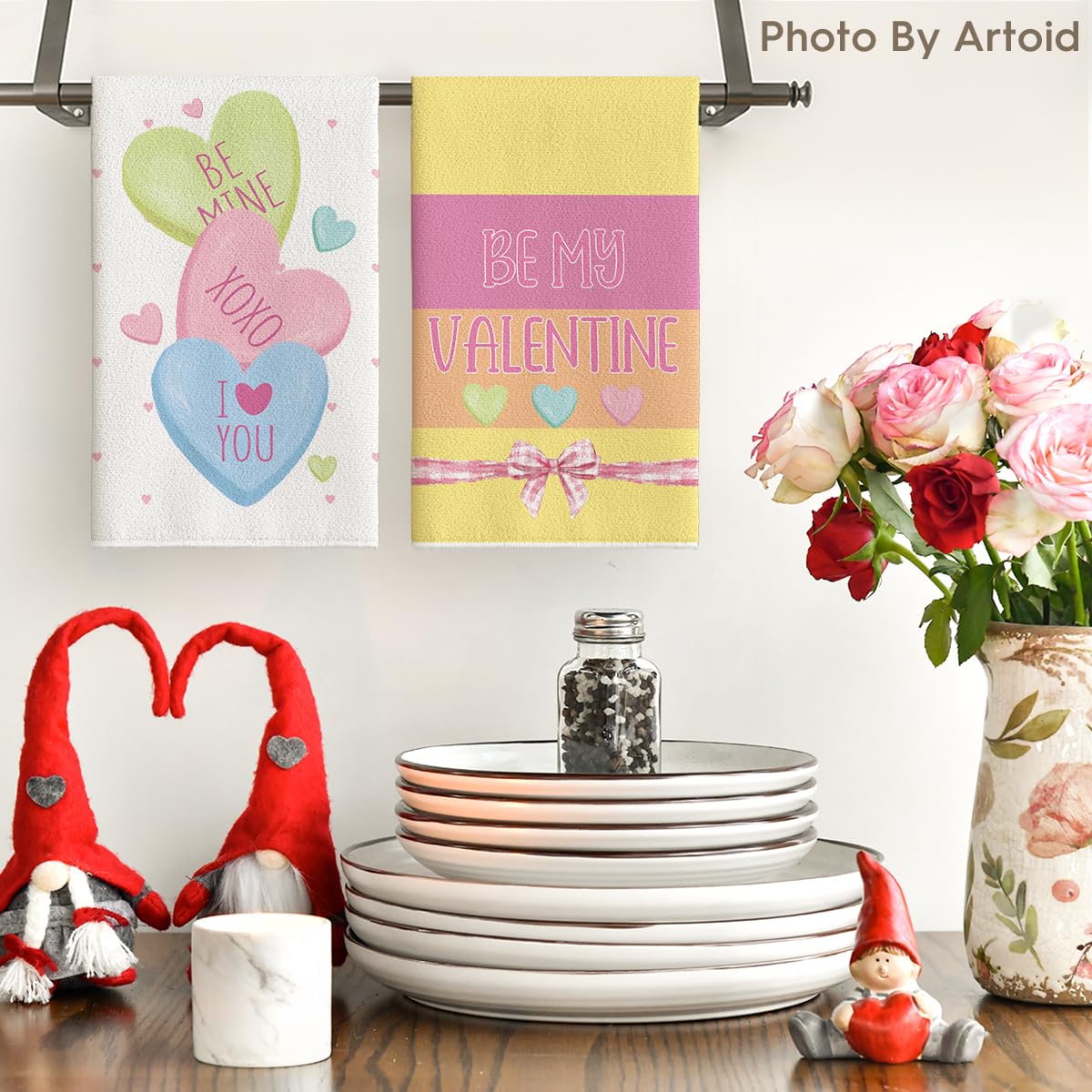 Artoid Mode: toallas con corazones rosados, absorbentes para tareas diarias de cocina.