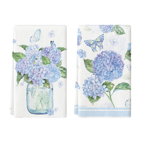 Toallas Artoid Mode Hortensia y Mariposa, suaves para secar vajilla.
