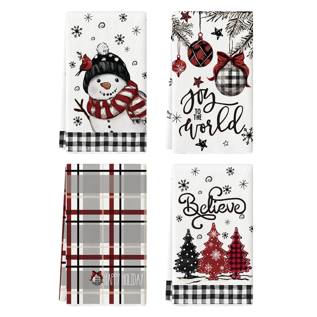 Toallas Artoid Mode con árbol negro-rojo, suave y absorbente para la cocina
