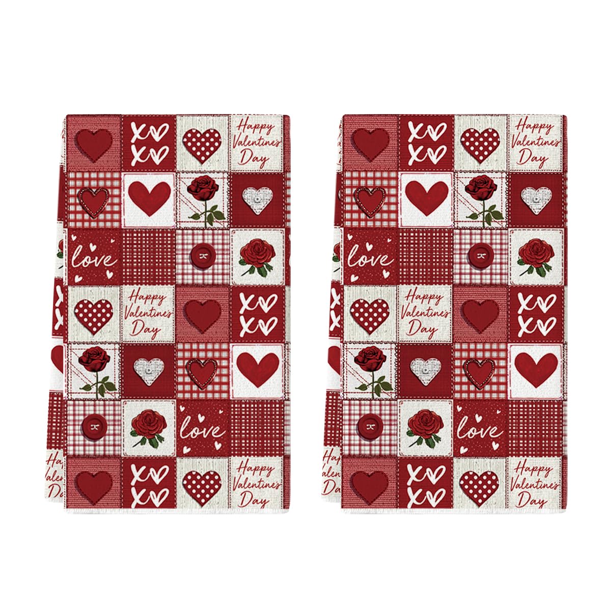Artoid Mode toallas cocina con diseño de cuadros y corazón rosa, secado suave para platos.