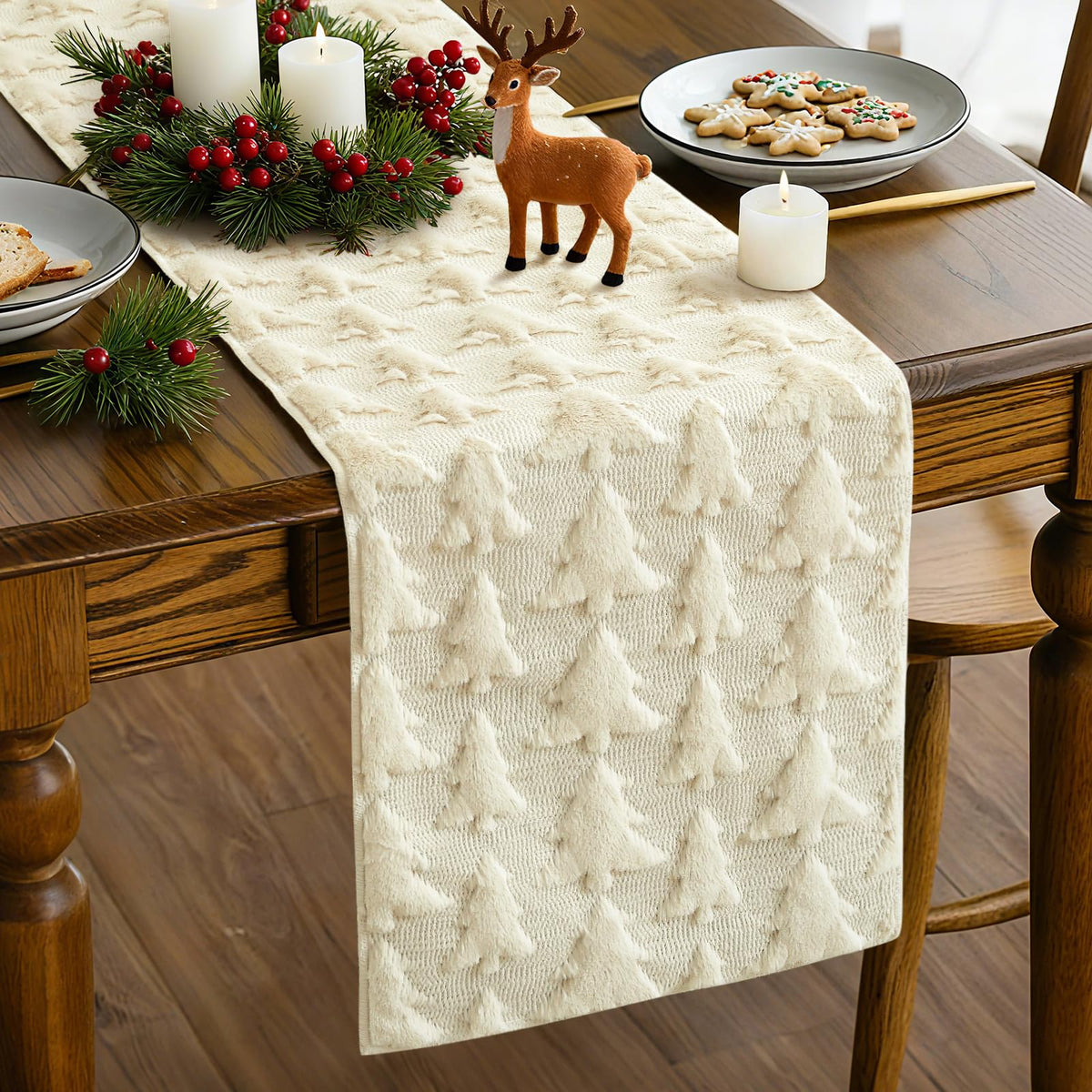 Artscope cinta mesa navidad pelo suave para cenas festivas.