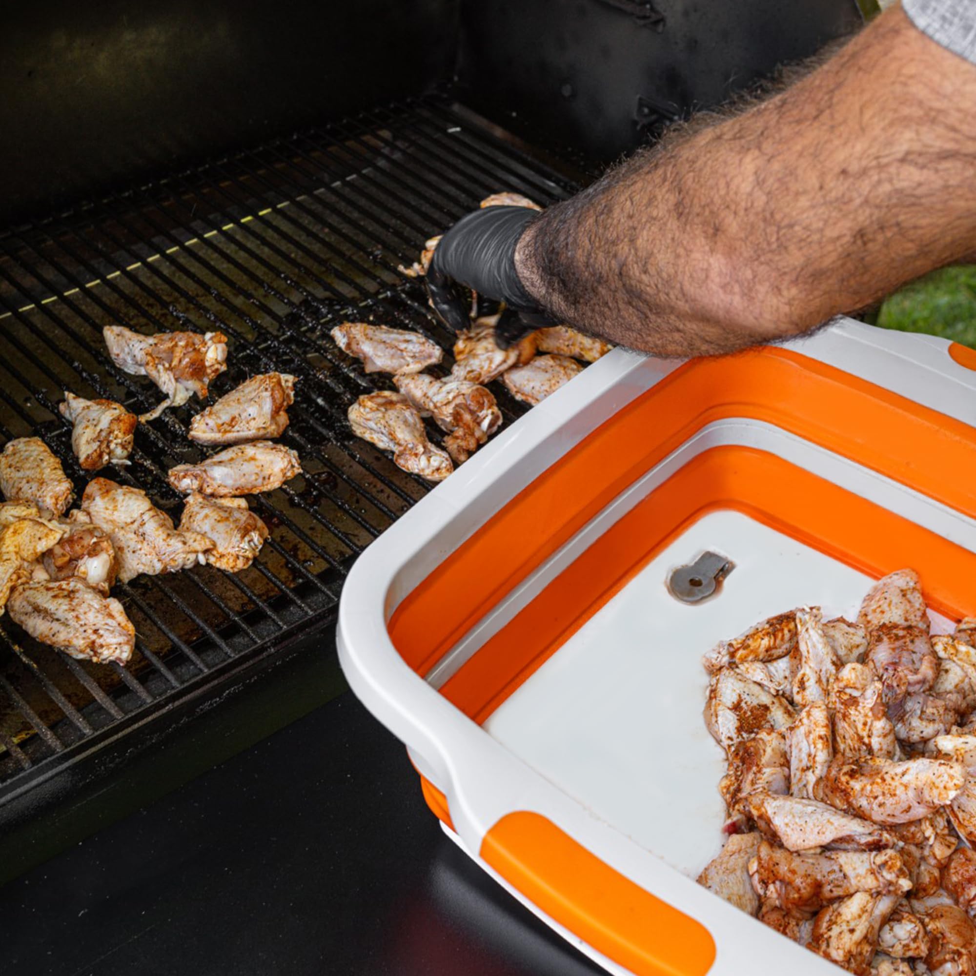 Asado Tubo Plegable XXL con tres alturas para ajustar la altura de trabajo