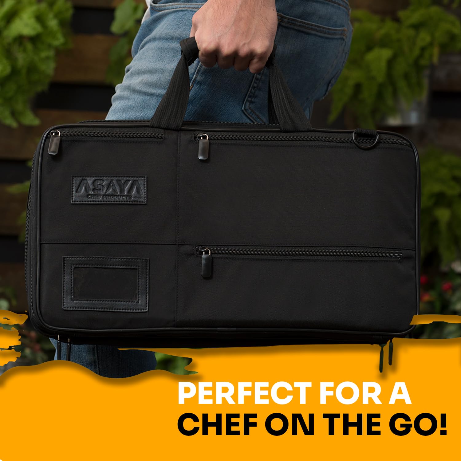 Asaya bolsa de cuchillos nylon balístico negro, duradera para transporte seguro.