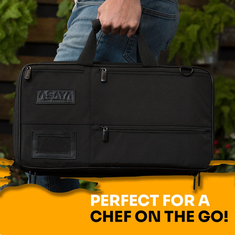 Asaya bolsa de cuchillos nylon balístico negro, duradera para transporte seguro.