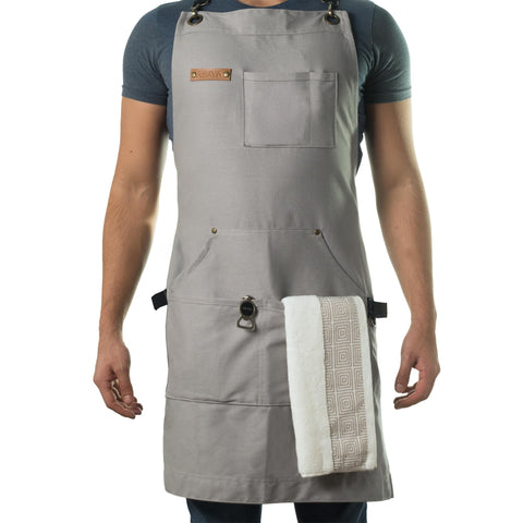 Delantal Asaya Chef frente, diseño robusto para cocina y taller.