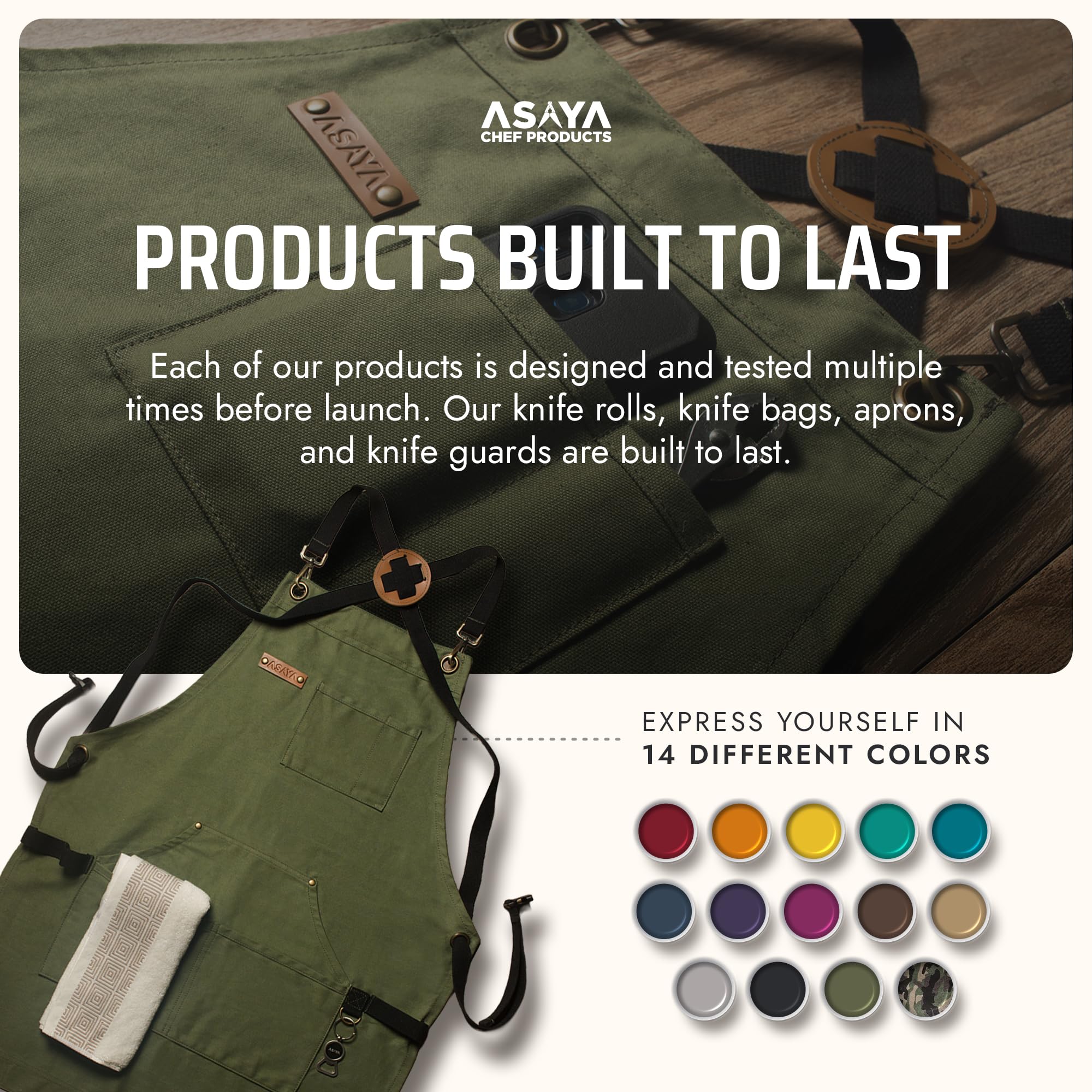 Asaya delantal canvas 10oz con textura resistente para cocina y taller