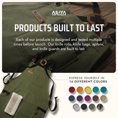 Asaya delantal canvas 10oz con textura resistente para cocina y taller
