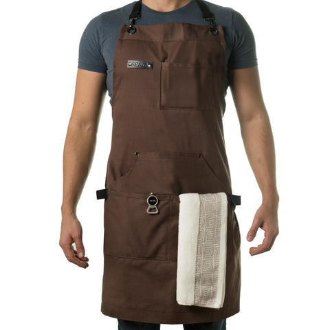 Delantal Asaya Chef con abrebotellas, práctico para asados y cocina.