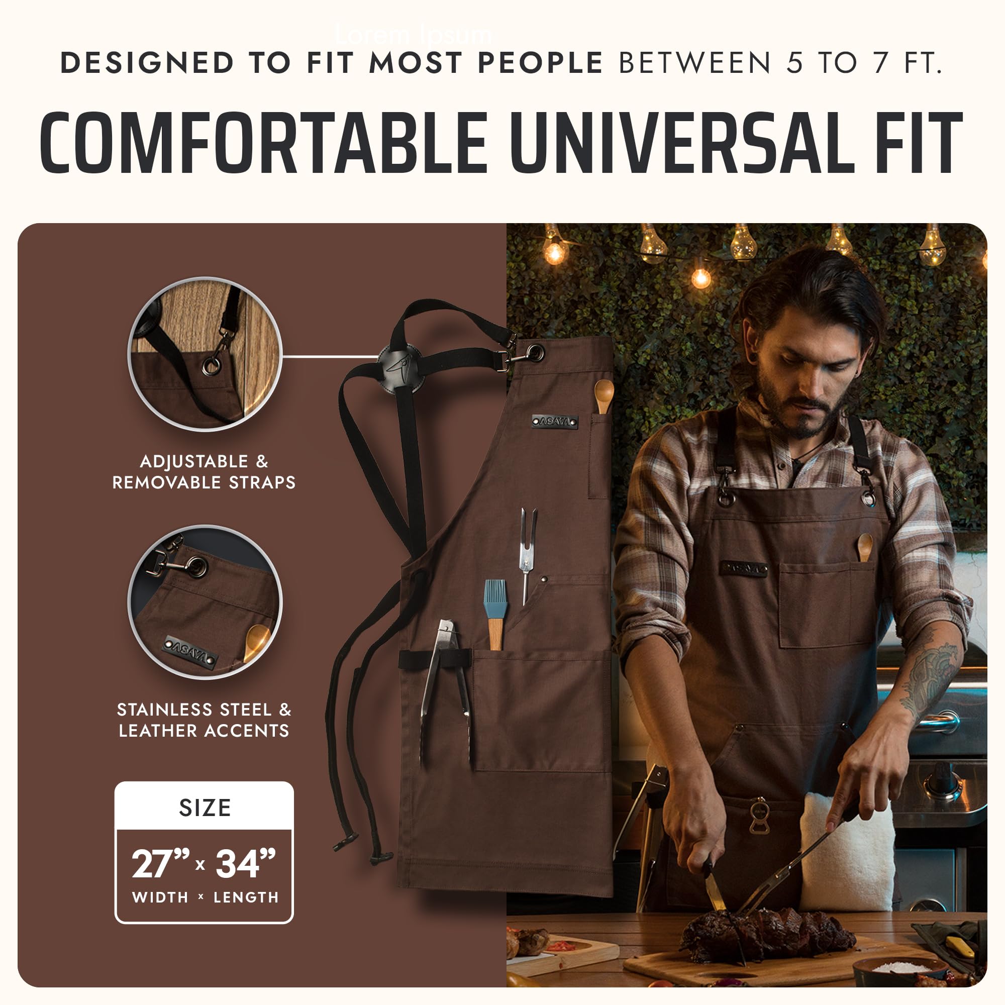Delantal Asaya de 10 onzas, materiales duraderos para cocina y taller.