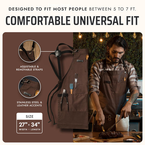 Delantal Asaya de 10 onzas, materiales duraderos para cocina y taller.