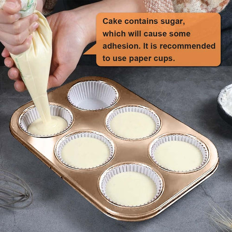 ASBAYSON molde para muffins con seis cavidades, ideal para brownies y cupcakes