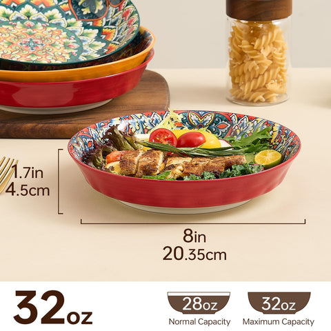 ASBEFORE cuencos para ensalada de 8 pulgadas, colores vibrantes que realzan la mesa.