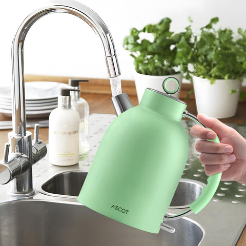 Olla eléctrica ASCOT mate verde calefacción oculta para hervir en minutos