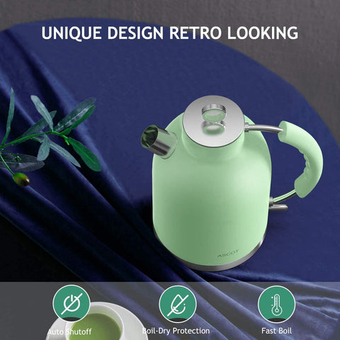 Olla eléctrica ASCOT mate verde vidrio borosilicato sin plásticos internos