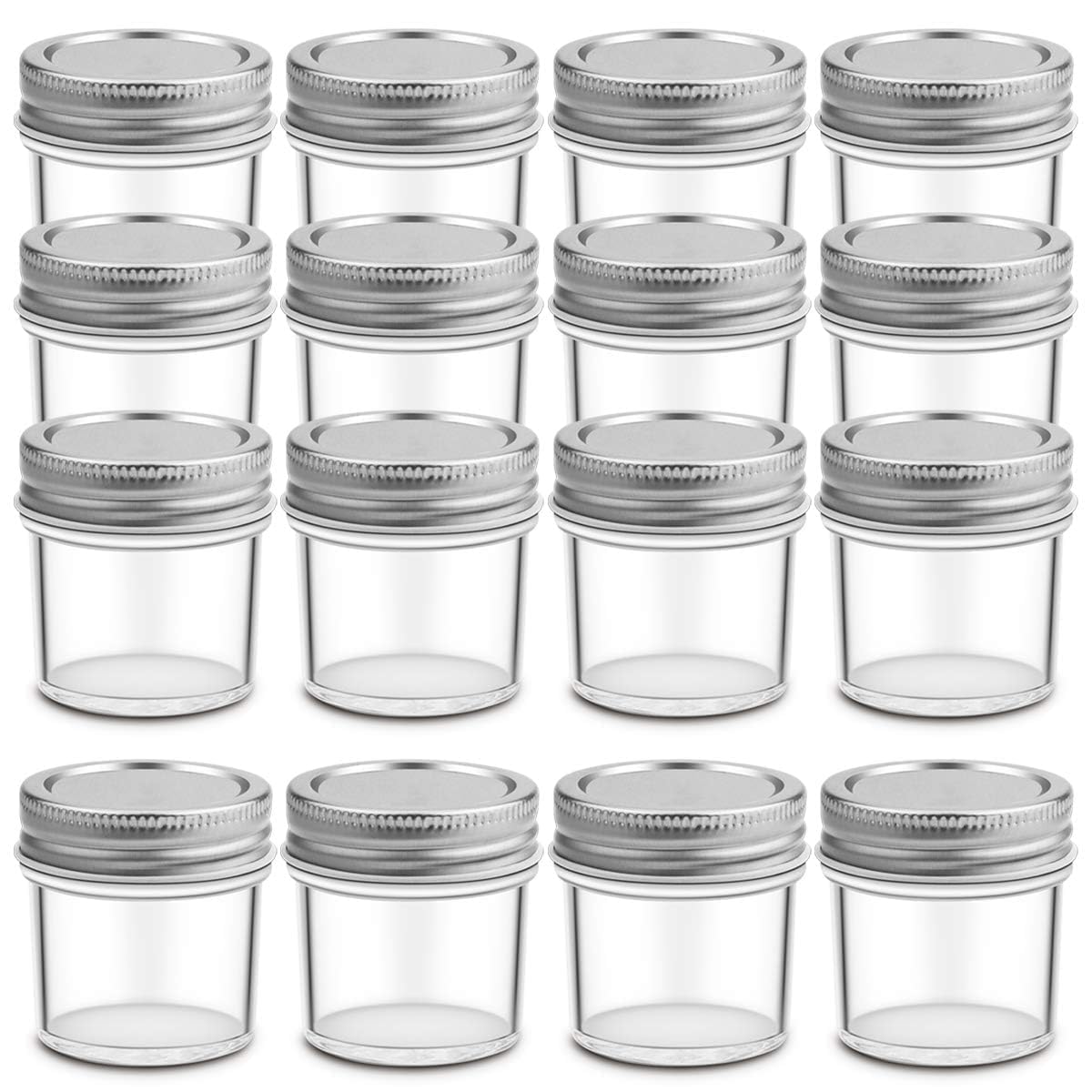 ASDICOXB frascos de vidrio 2 oz con tapa metálica para sellado seguro.
