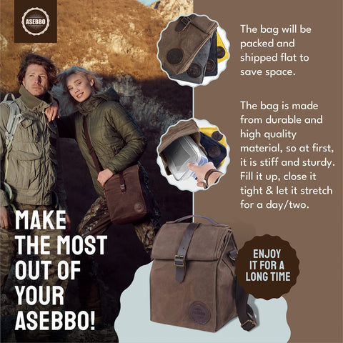 ASEBBO lonchera aislada con bolsillo exterior con cremallera para objetos pequeños.