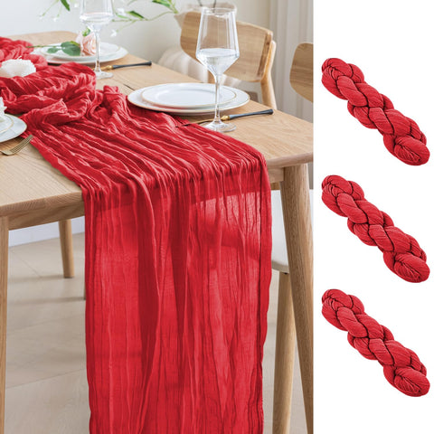 Asee'm mantel gasa rojo 10ft para centro de mesa elegante