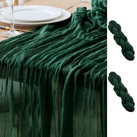 Asee'm mantel gasa verde esmeralda 10ft para mesas grandes, ideal para bodas.