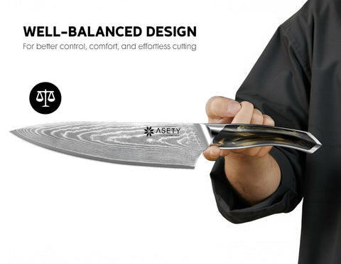 Corte diario en la cocina con cuchillos ASETY Damascus.