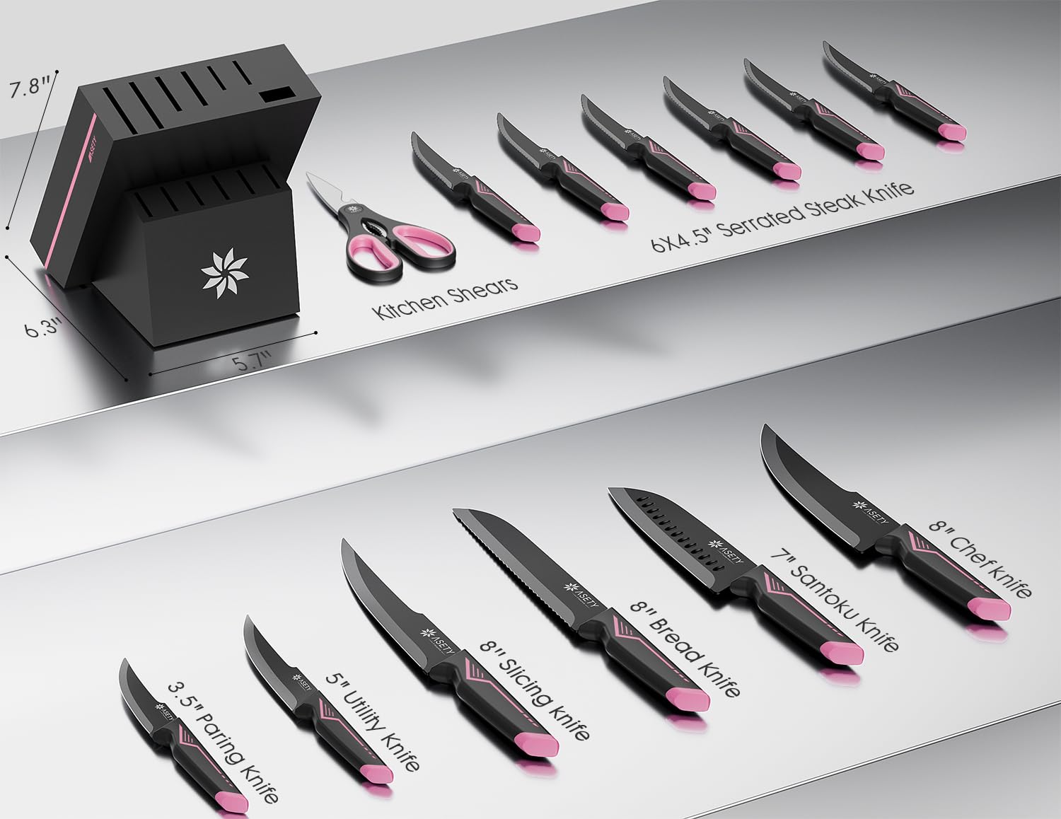 ASETY cuchillo chef de 8 pulgadas con afilador integrado para cortes precisos