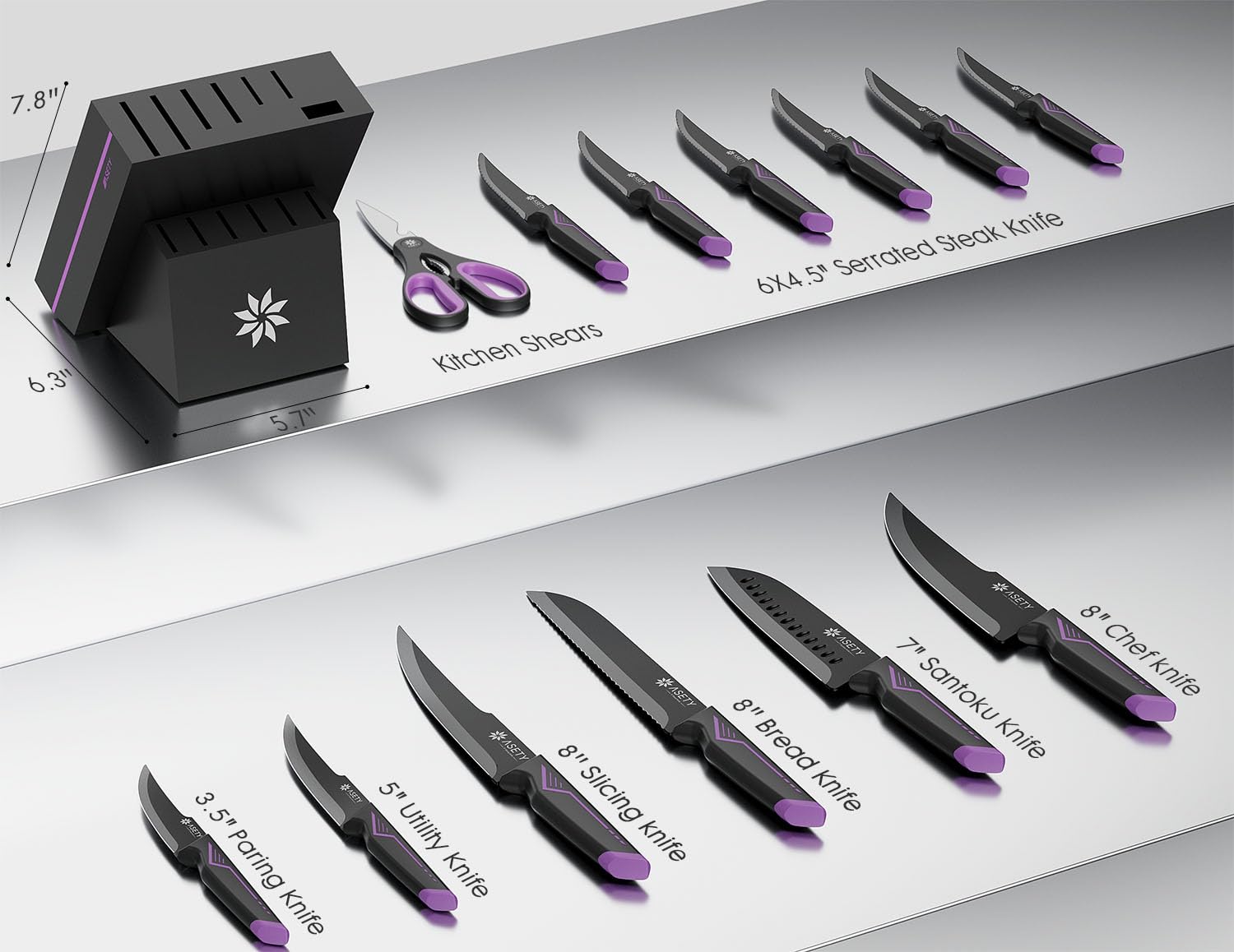 Cuchillo pan ASETY 8 pulgadas, diseño ergonómico para rebanadas limpias