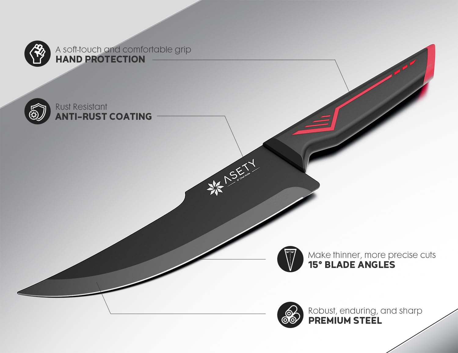 Cuchillo pelador ASETY de 3,5 pulgadas listo para pelar frutas y verduras.
