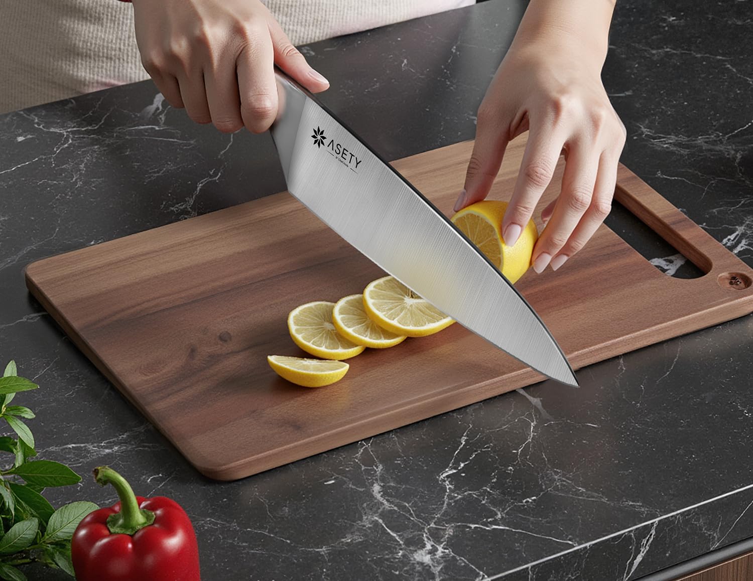 ASETY cuchillo santoku de 7 pulgadas para versatilidad en la cocina