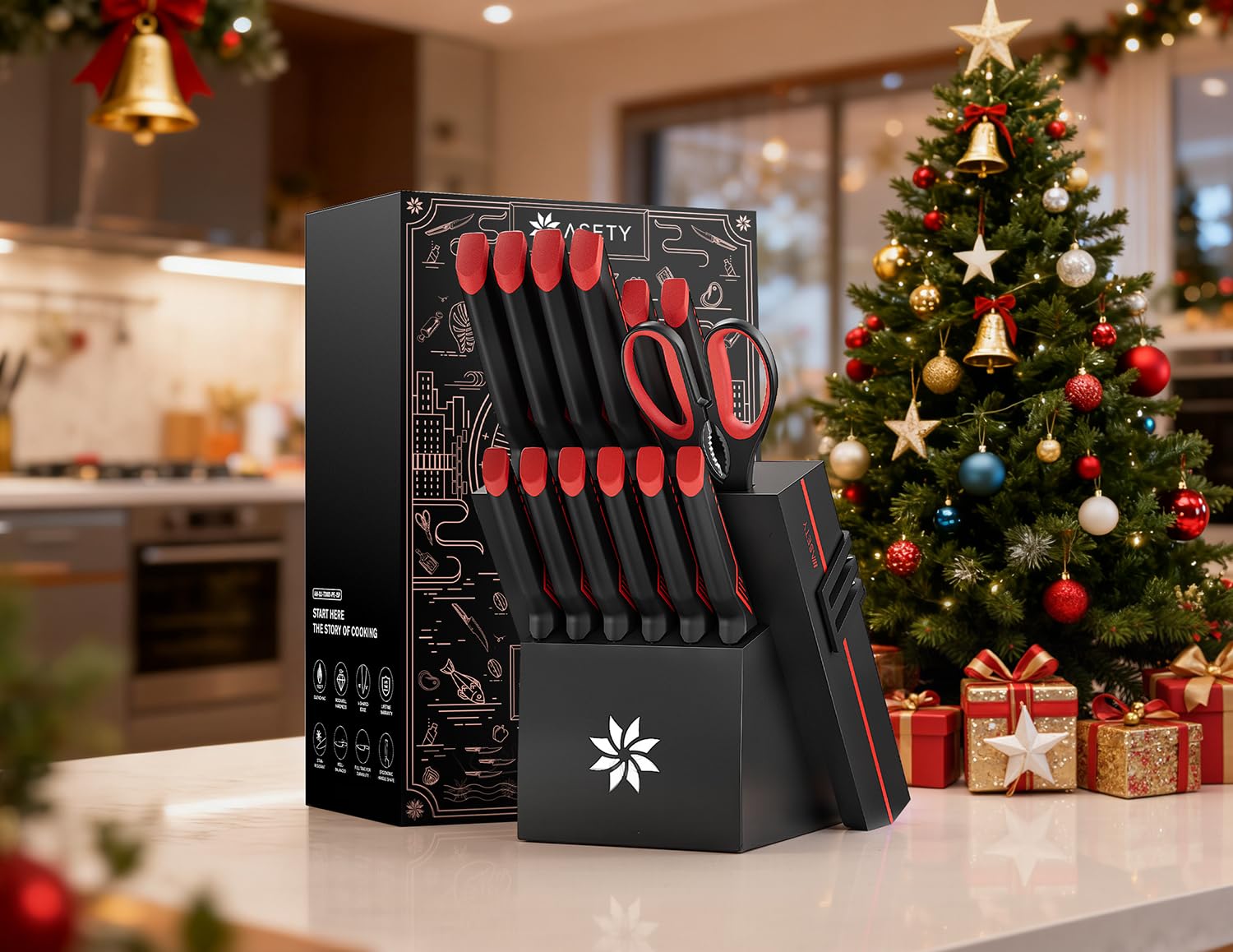 Cuchillo santoku ASETY de 7 pulgadas para picar y cortar con control.