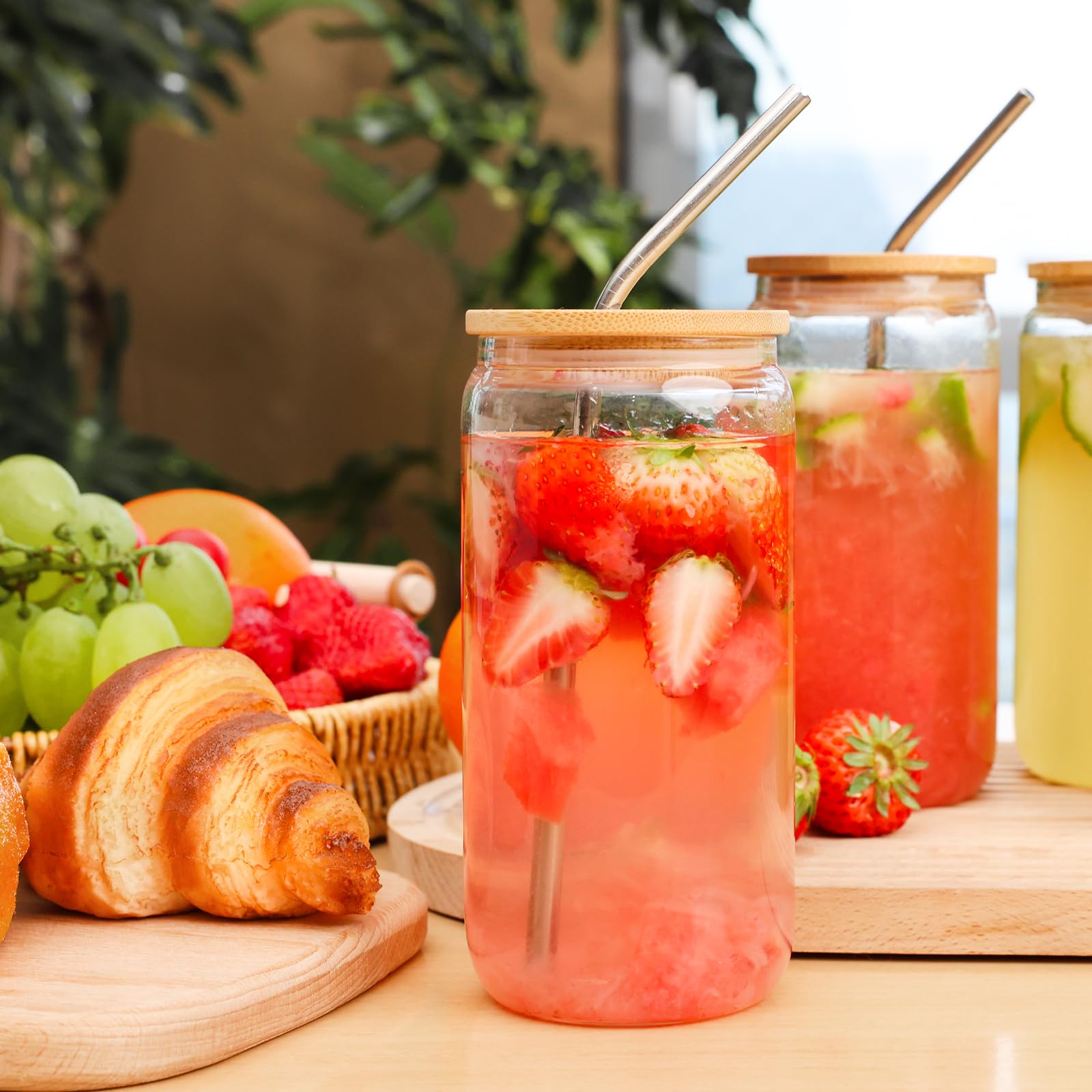 Askiz conjunto 16 vasos de vidrio aptos para bebidas frías y calientes.