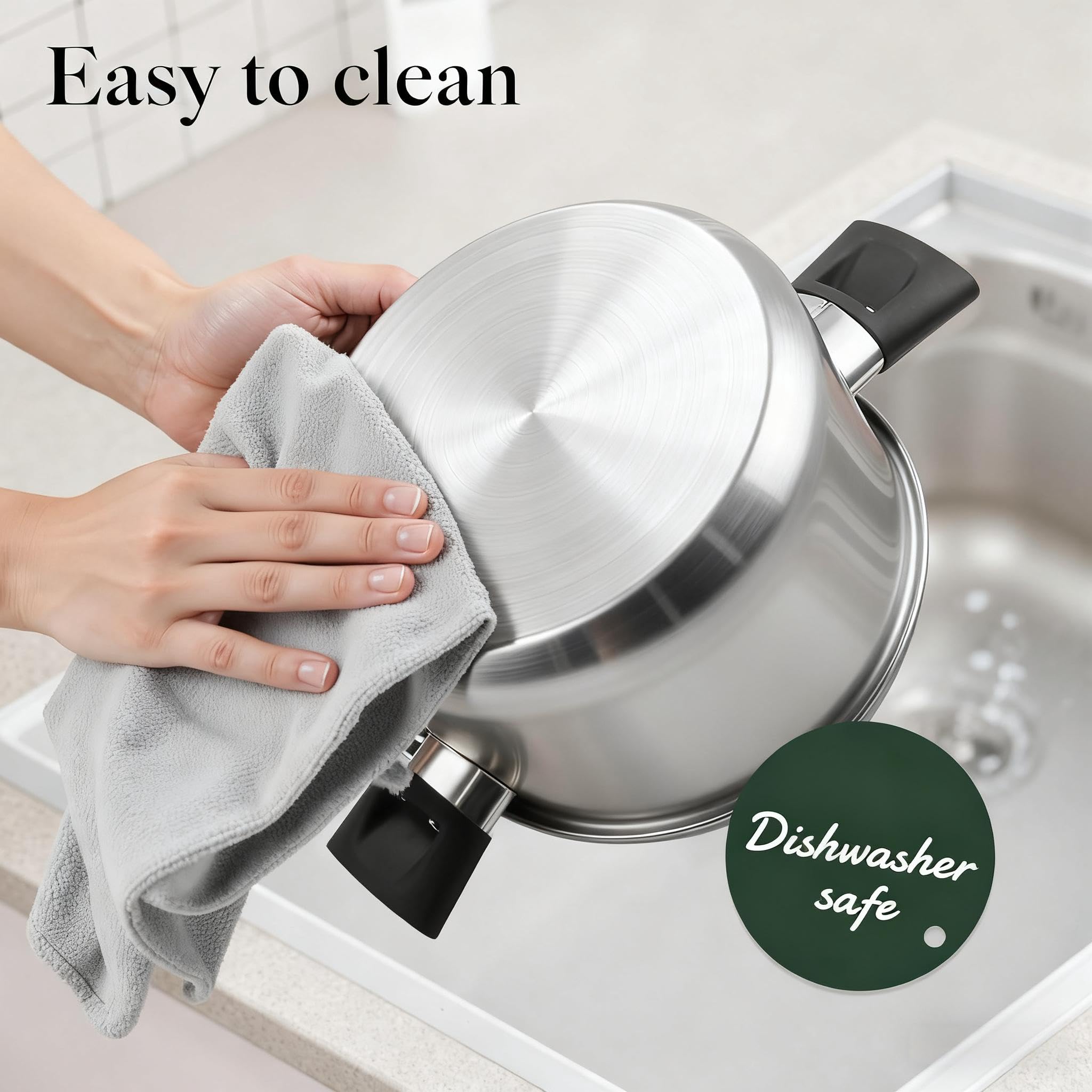 Olla de 3,3 cuartos con inserto de vapor y tapa para cocinar al vapor.