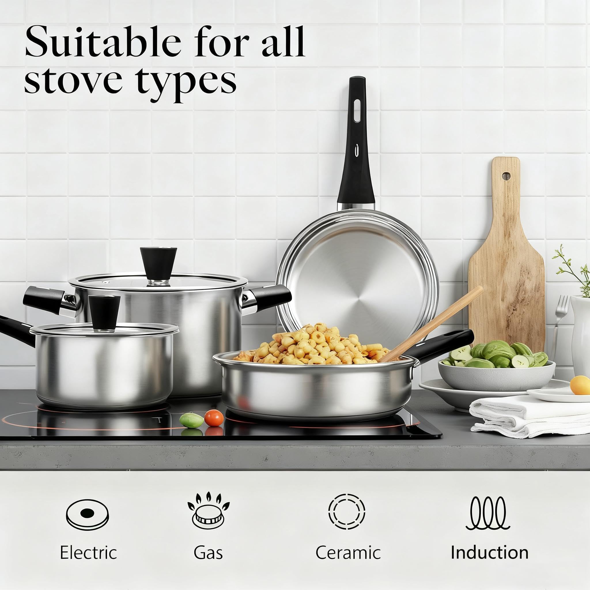Utensilios de cocina ASKSCICI incluidos para facilitar la preparación.