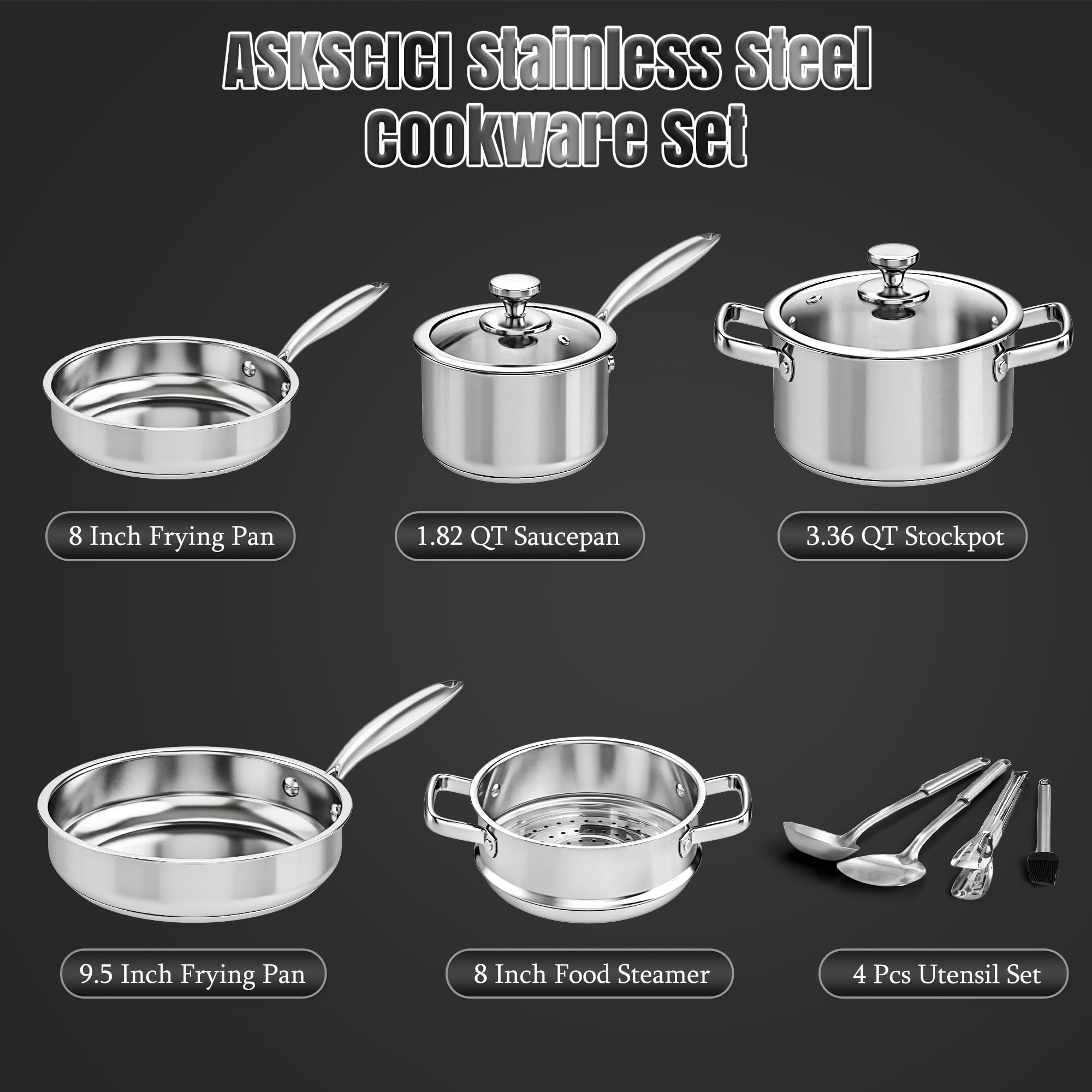Vaporera incluida de ASKSCICI para cocinar al vapor con sabor y nutrientes conservados.