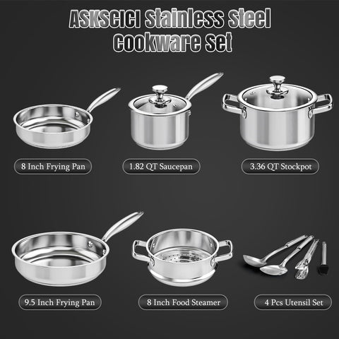 Vaporera incluida de ASKSCICI para cocinar al vapor con sabor y nutrientes conservados.