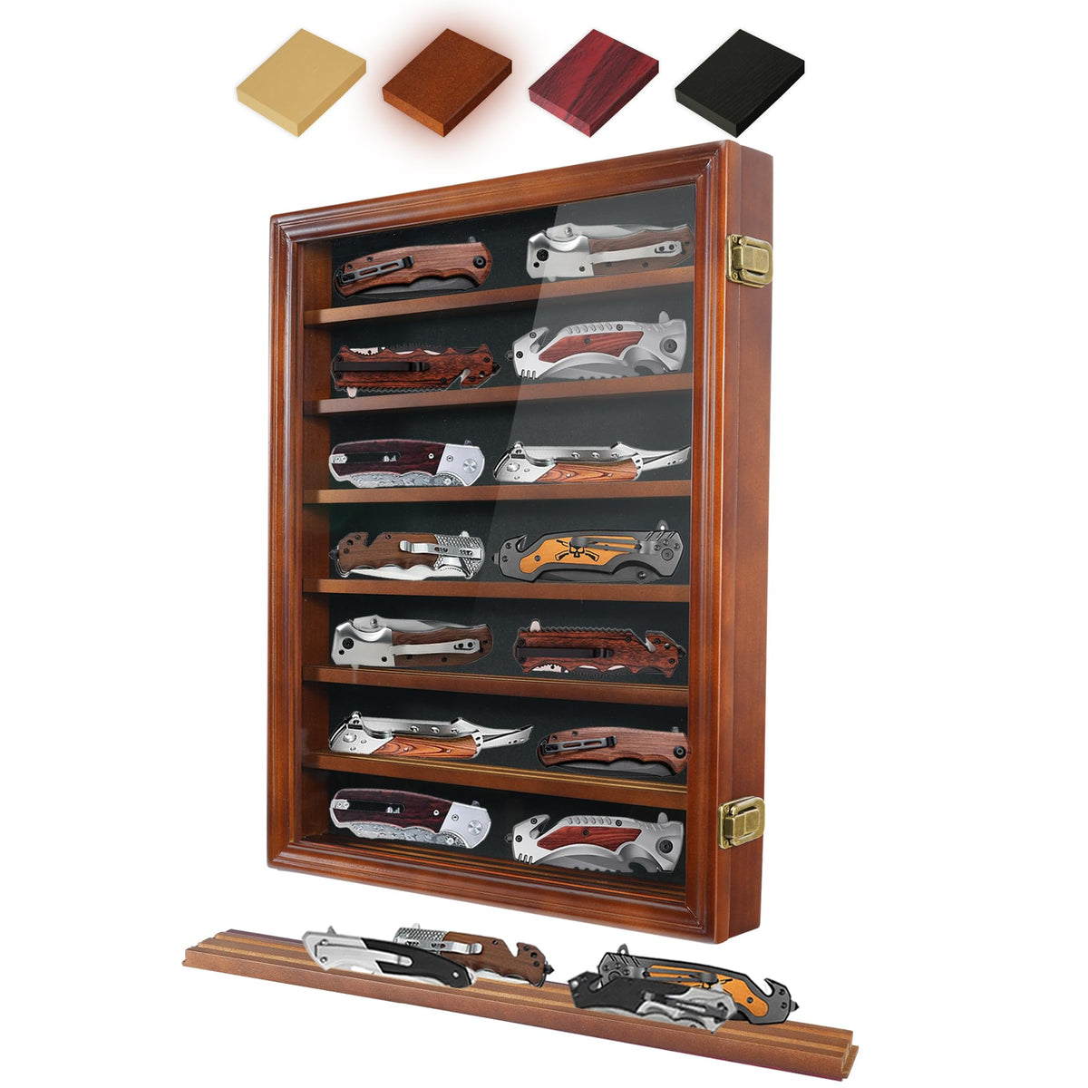 ASmileIndeep caja expositora cuchillos bolsillo vista general, exhibe colección con estilo