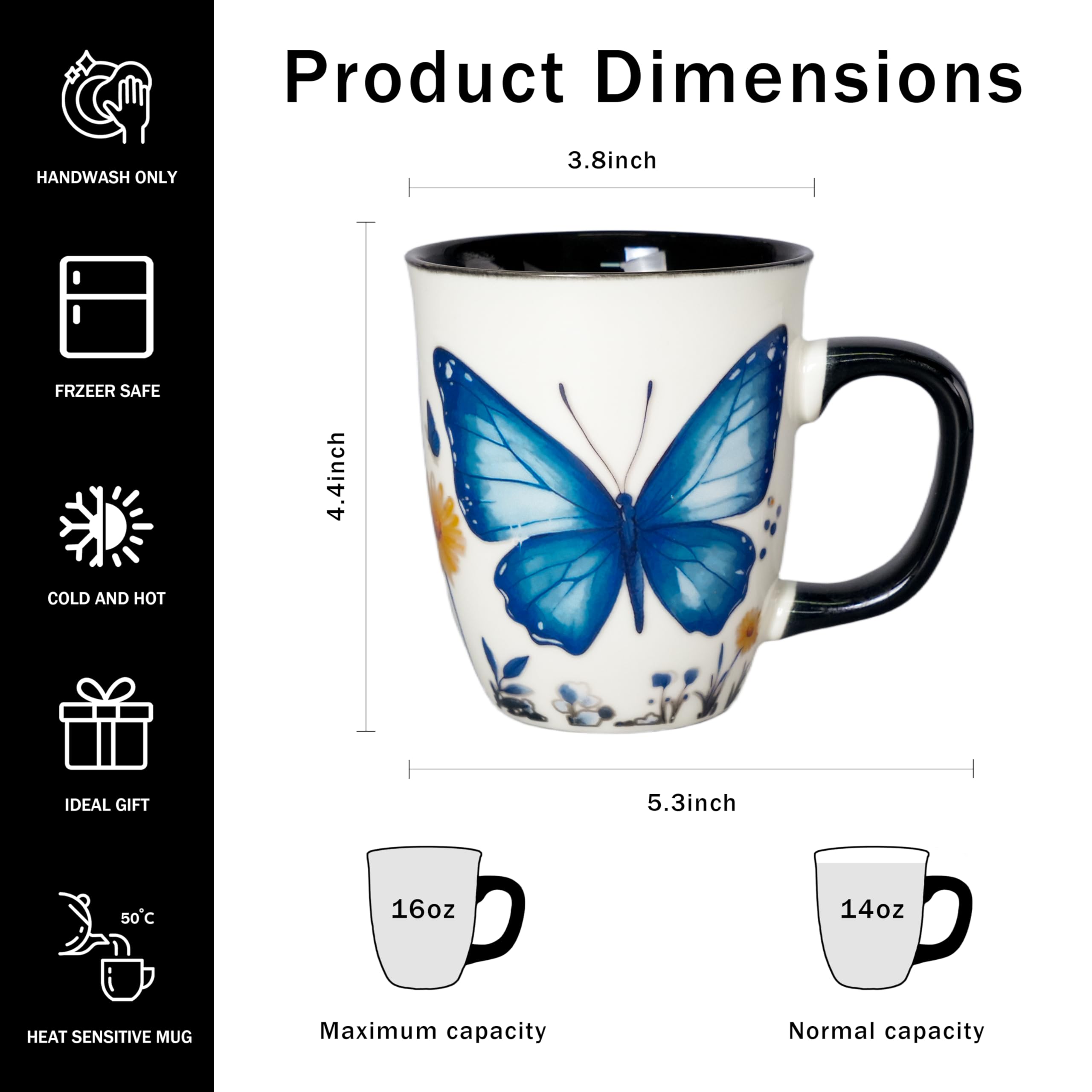 Asmwo Taza ceramica 16 onzas: tamaño ideal para té o café
