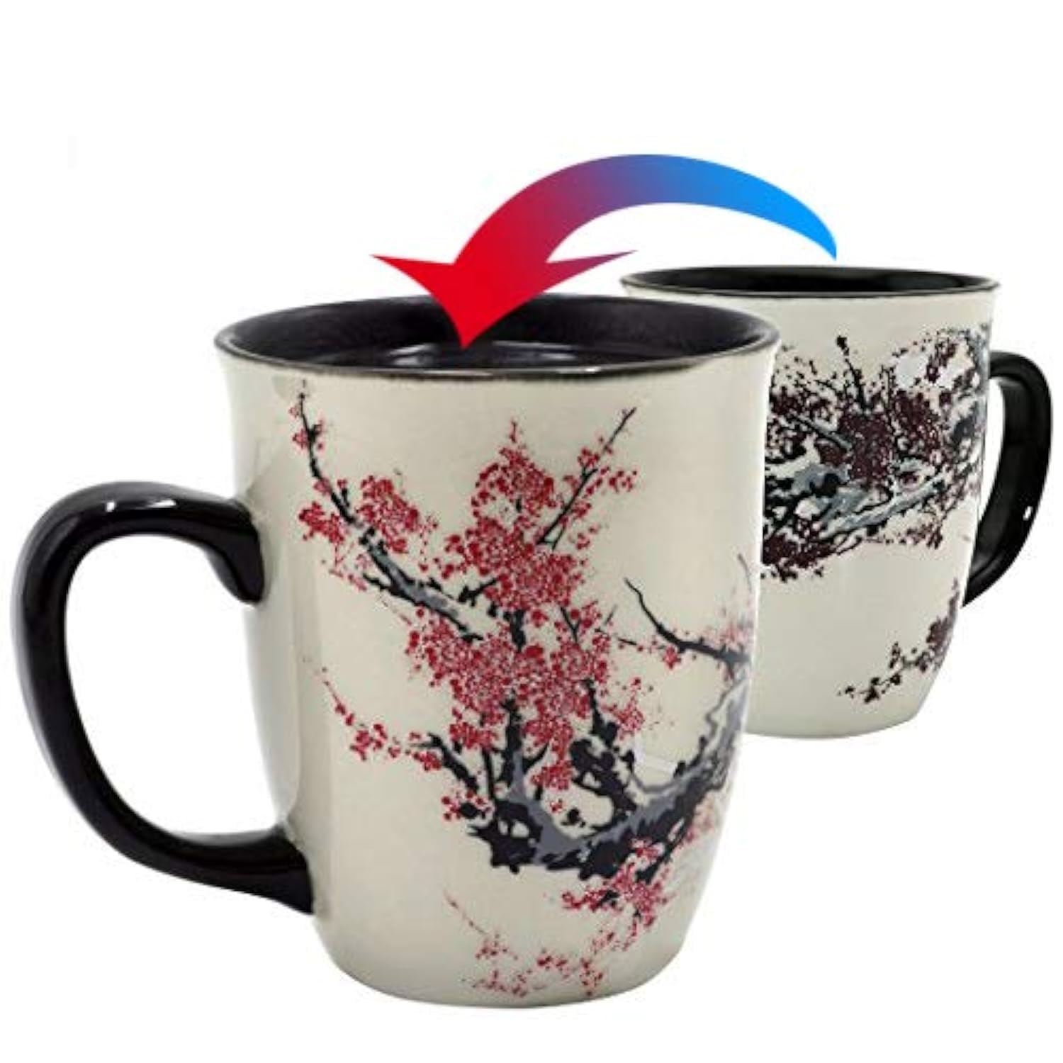 Asmwo taza cambio de color Flor de Ciruelo, ideal para café caliente.