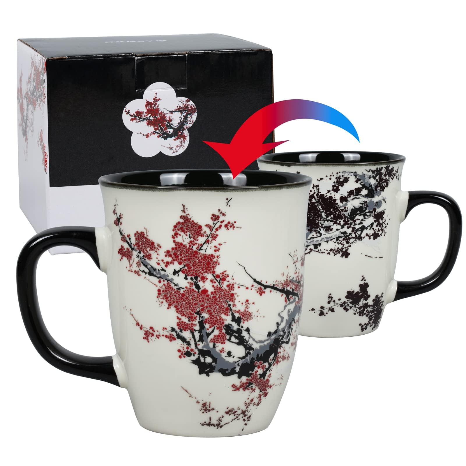 Asmwo taza porcelana grande de 16 onzas, agarre cómodo para bebidas.