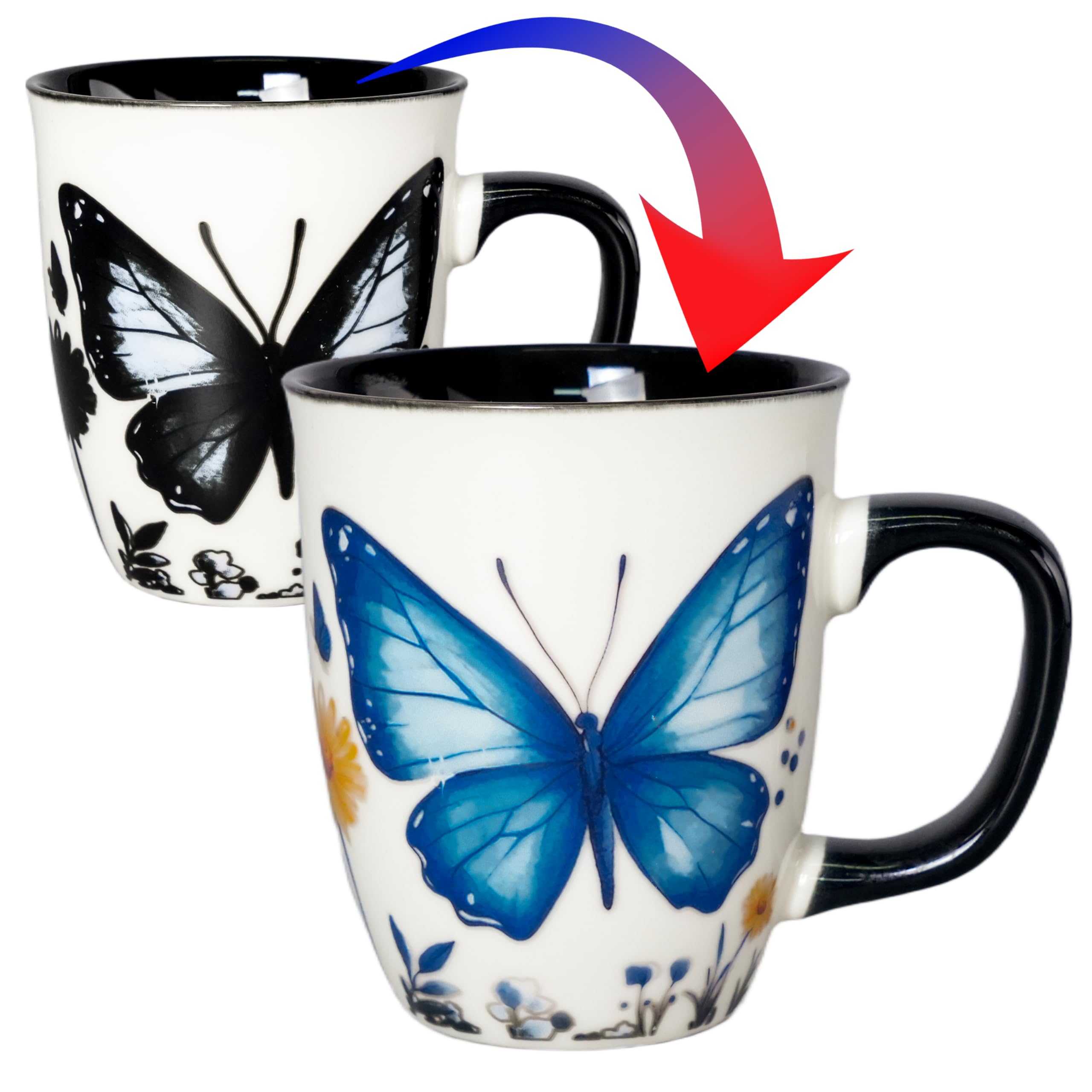 Asmwo Taza mariposa cambio color: transformación visual al calor