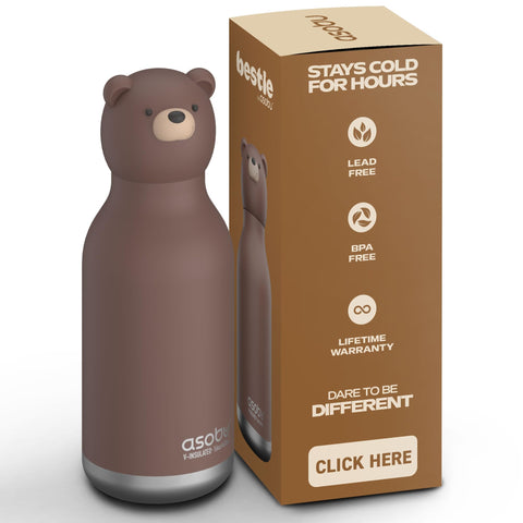Botella asobu Bestie con cabeza de oso marrón desmontable para niños