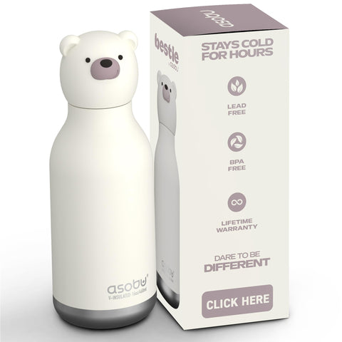 asobu bestie bottle con cabeza de oso suave desmontable para juego y hidratación