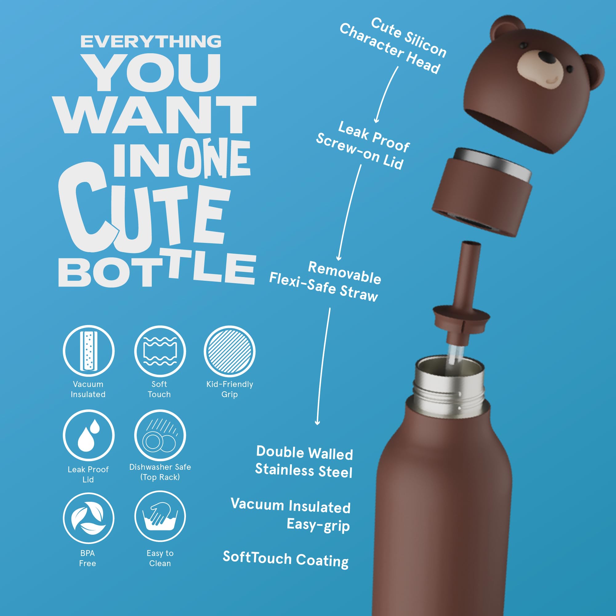 Diversión con colecciones de cabezas de animales de asobu Bestie Bottle