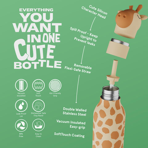 Botella asobu Bestie para uso escolar, mantiene bebidas frescas durante el día