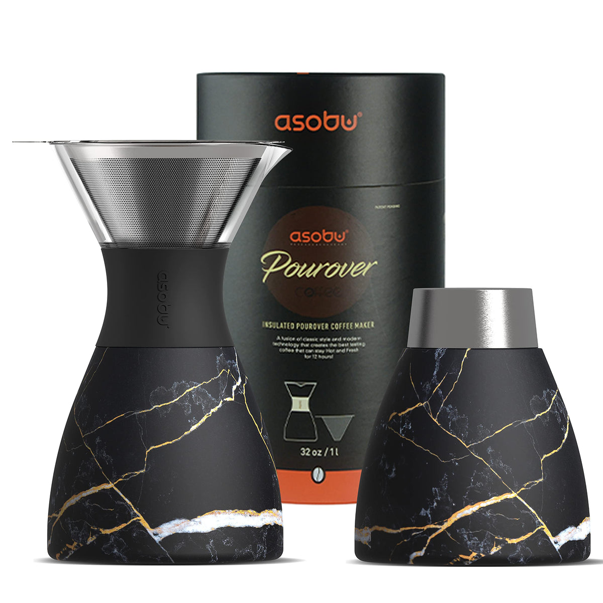 Asobu cafetera vertido 32 onzas, ideal para porciones y reuniones.