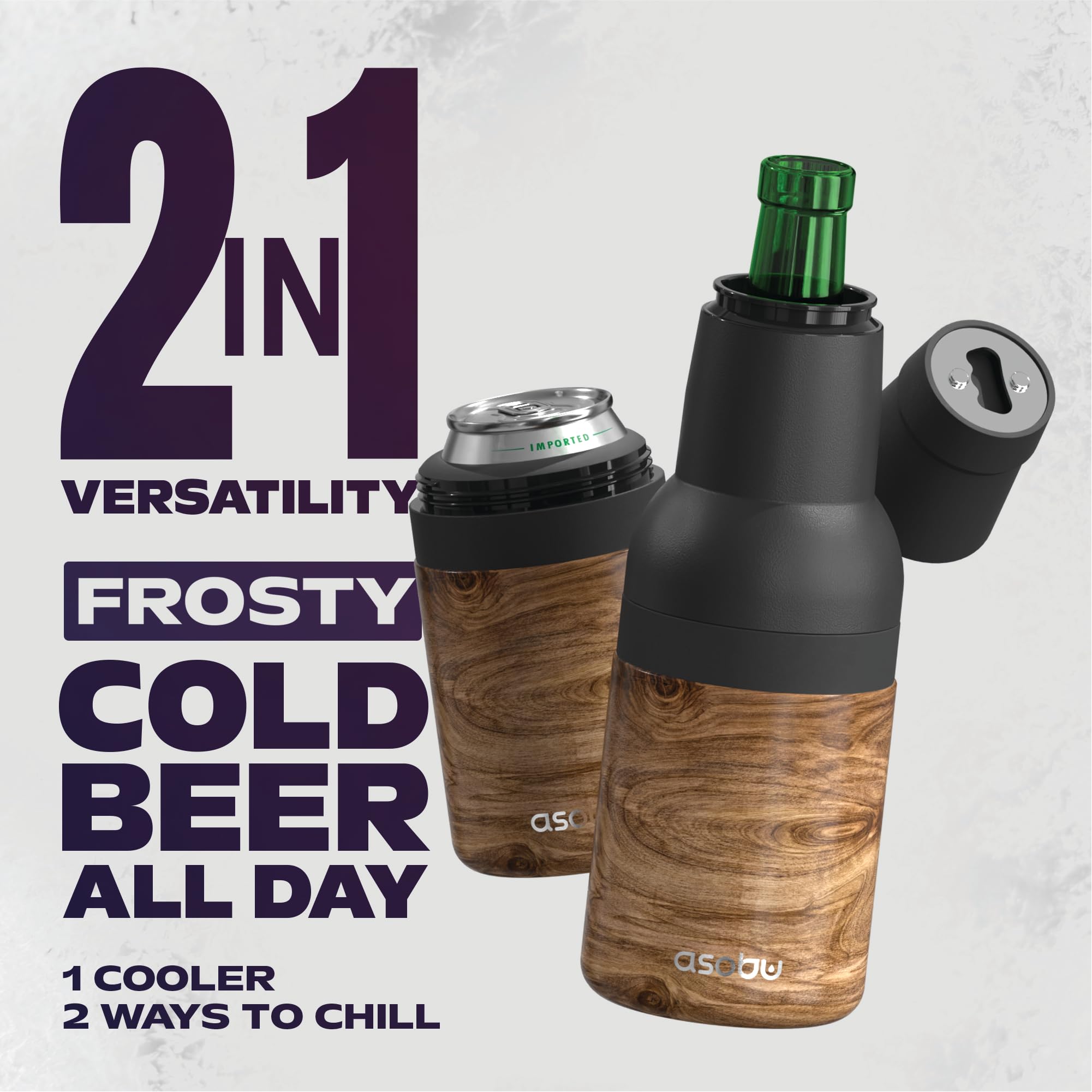 Asobu Frosty abrebotellas incorporado; abre bebidas sin herramientas