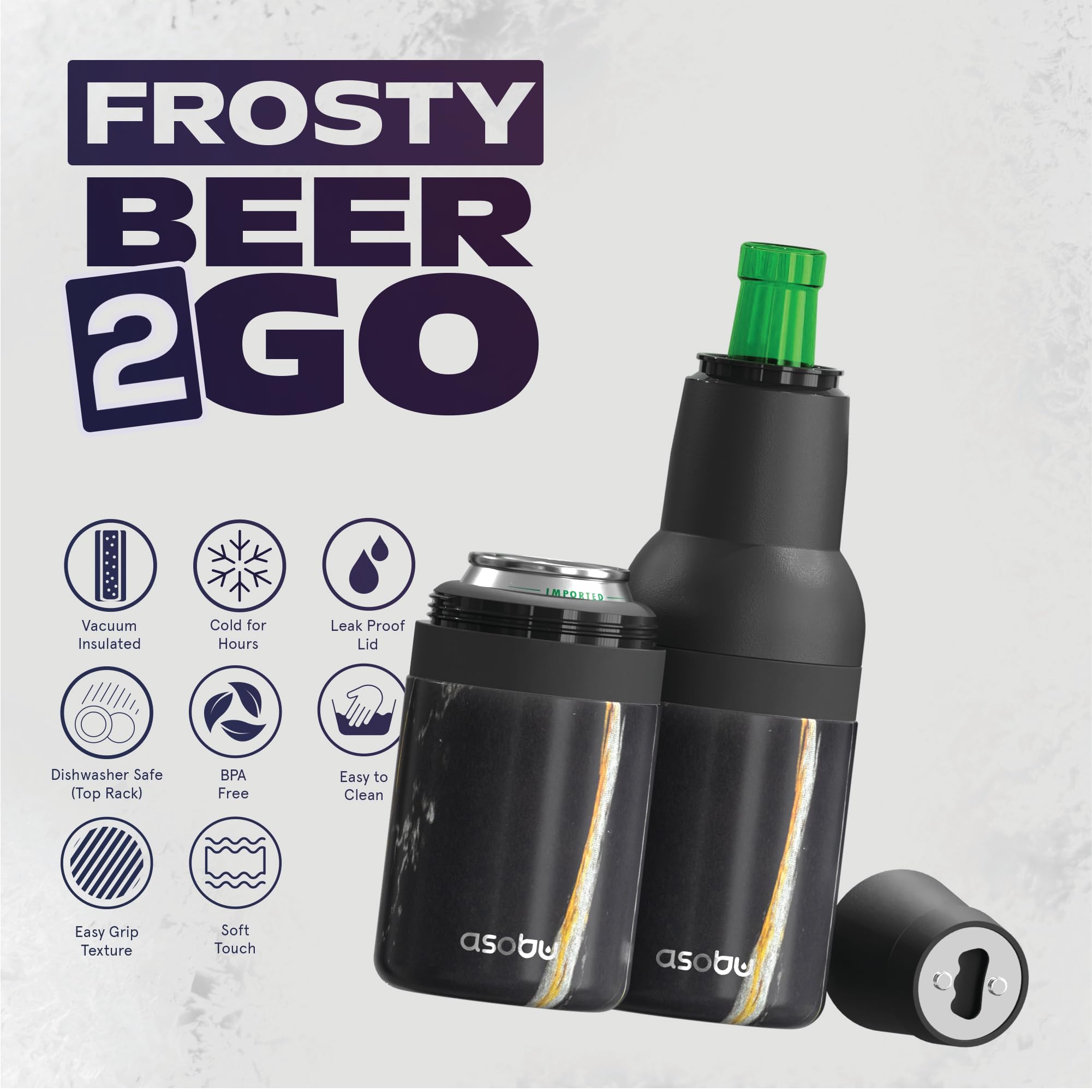 Asobu Frosty con abrebotellas integrado facilita abrir botellas en cualquier lugar