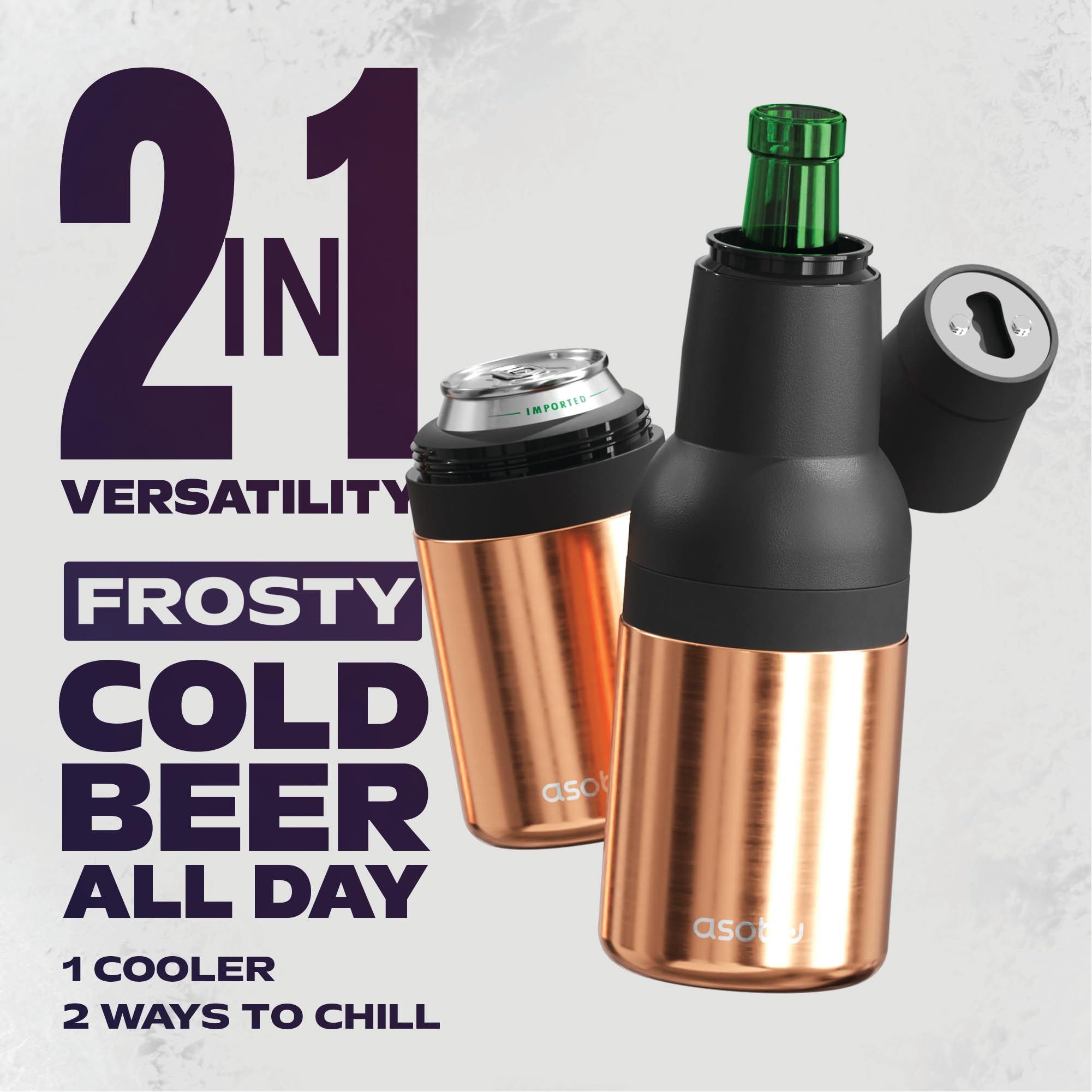 Asobu Frosty Beer Holder 2 Go resistente al sudor para uso diario.