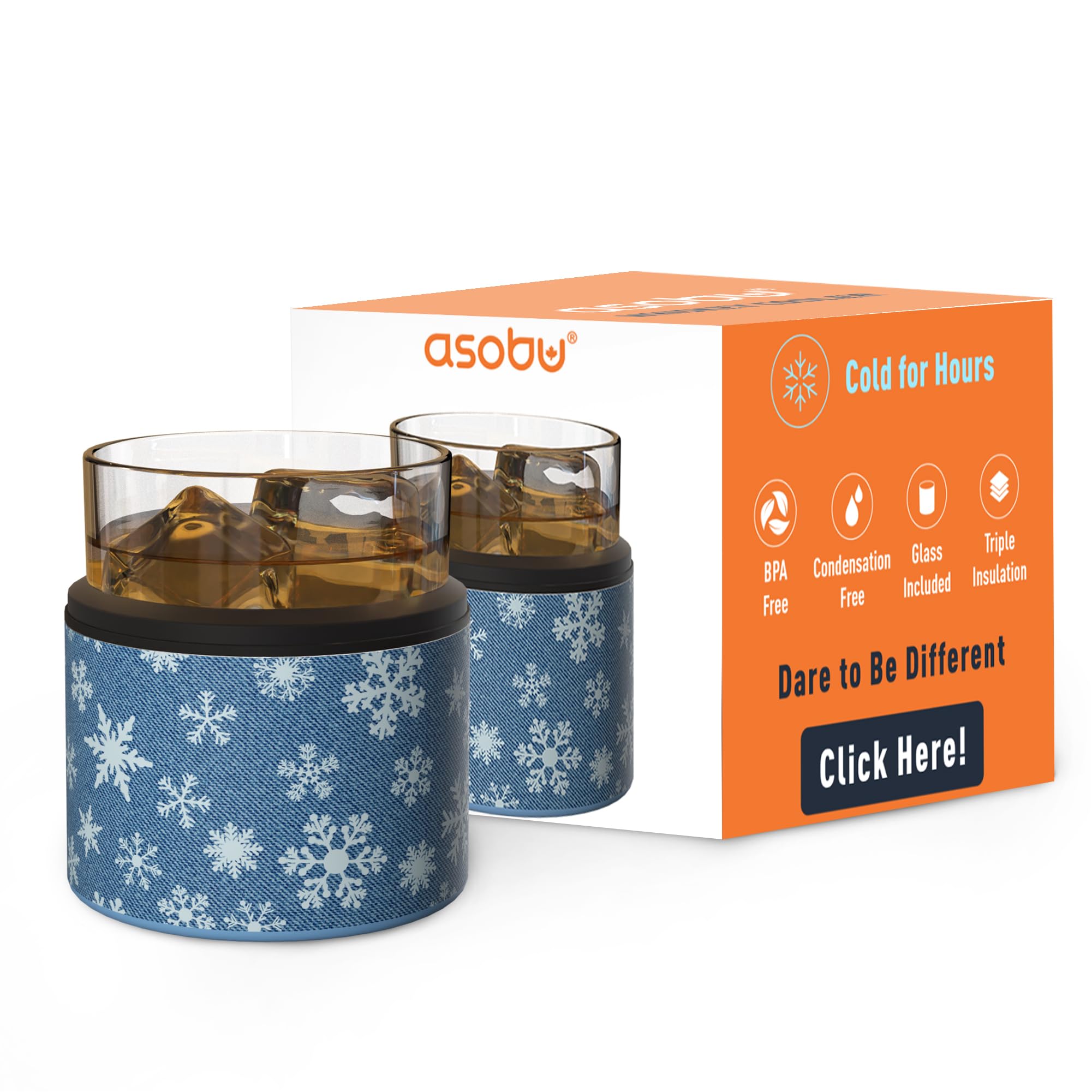 asobu whisky manga aislante, vaso mantiene la bebida fría sin diluir.